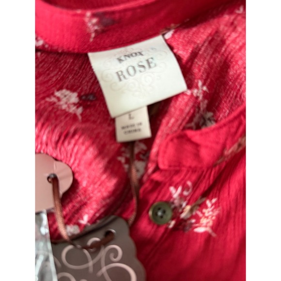 NWT Knox Rose Flowy Dress L Red Asymmetric Floral Paisley Boho Prairie Country - Picture 11 of 16